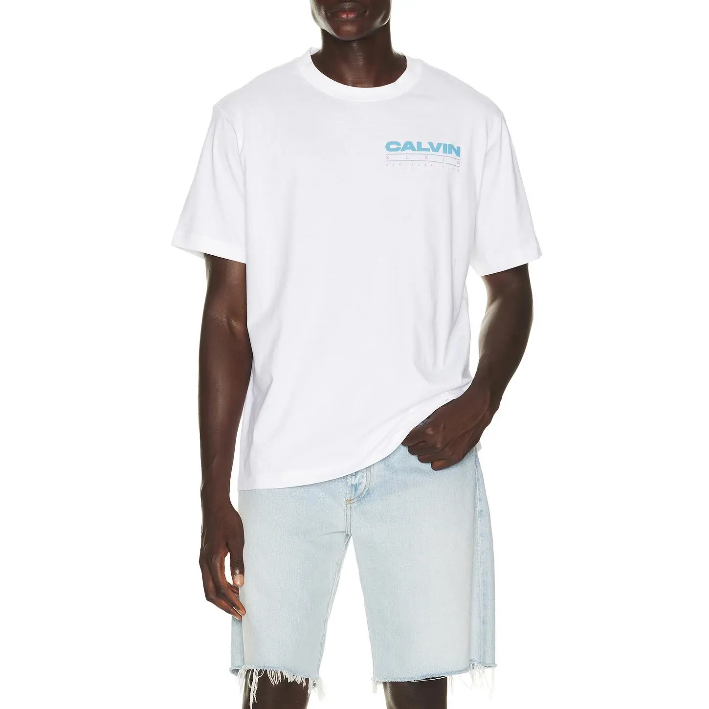 Calvin Klein Disc Stack Graphic Tee in Bright White Calvin Klein Disc Stack Graphic Tee in Bright White