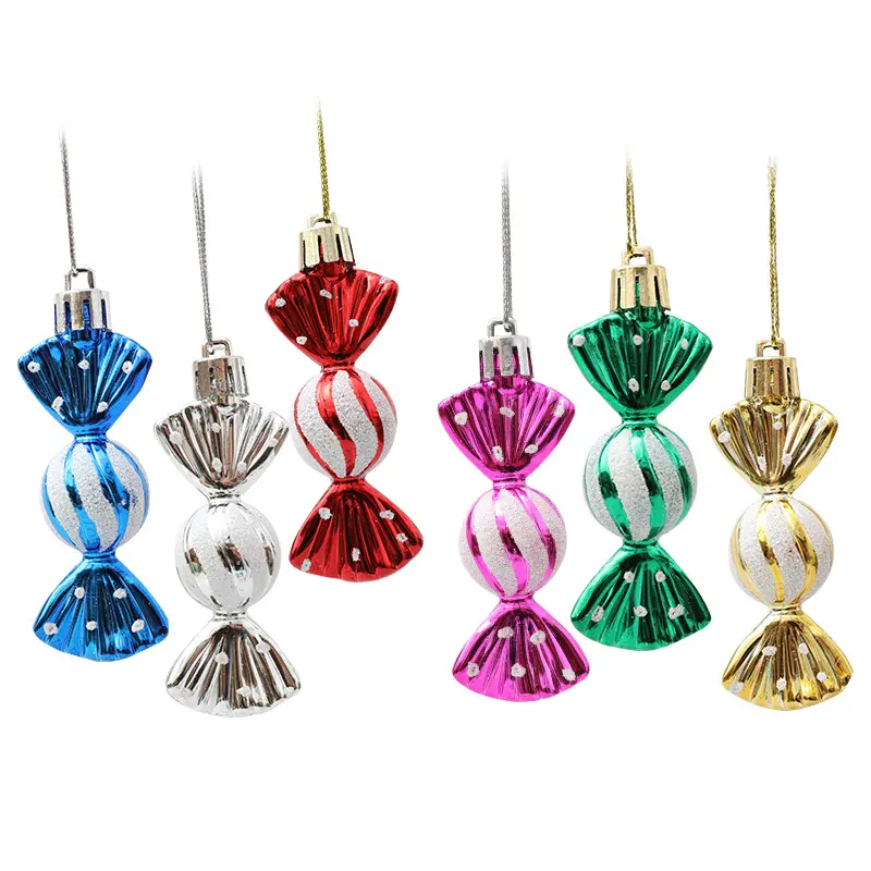 Silver Painted Shine-Enhancing Christmas Mini Round Plastic Hanging Ball Props, Candy Theme Decoration for Christmas Tree & Home Festive Decor