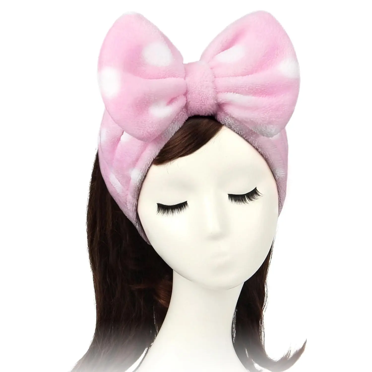 Fashion Bow Headband for Women, Soft Coral Fleece and Elastic for Makeup, Spa & Shower, Purple Stripe, Hair Bows Headbands, Headbands For Women