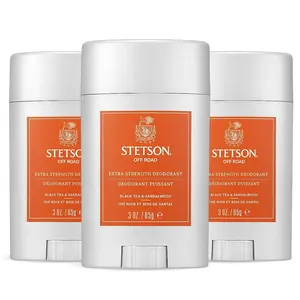 STETSON Men's Extra Strength Deodorant Gel Stick - 3 oz, 3 Pack - Off-Road Scent Notes - Aluminum-Free, Paraben-Free - Grooming Kit Essential