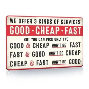 Humorous Fast Metal Tin Sign Retro Style Wall Art for Office Shop and Man Cave Garage Decor