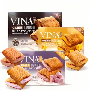 Asian Snack Biscuits  Fariz Reduced-Sugar Filled Egg Crisps 100g | Viral Snack Egg Rolls, Taro & Coconut Latte Flavor Biscuits