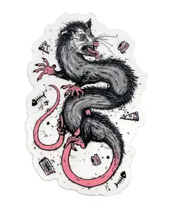 Squiggly Possum Large Clear Sticker