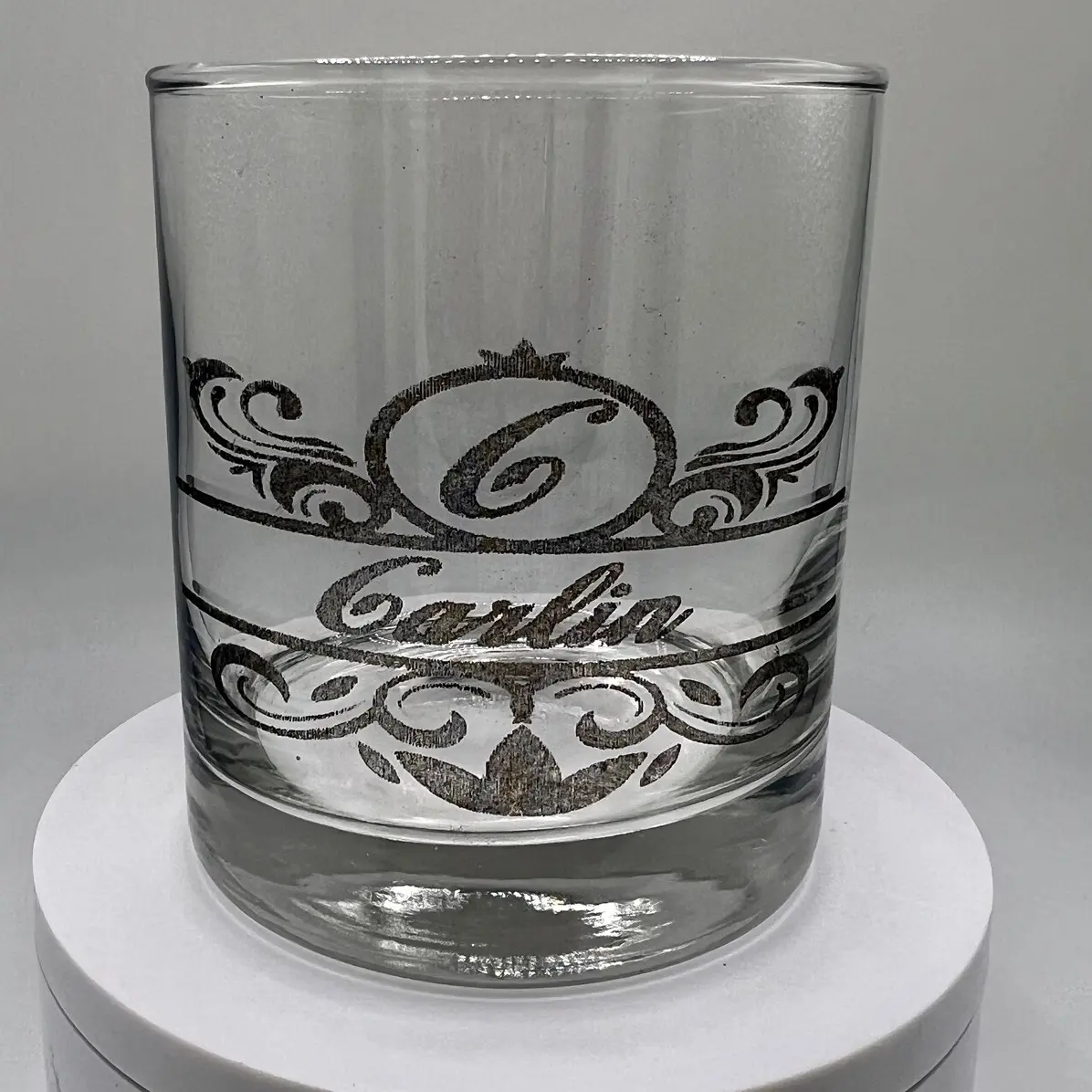 Engraved whisky glass