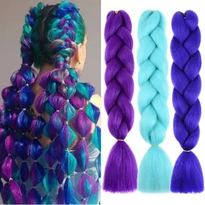 3 Pack Colored Braiding Hair 24 Inch Colorful Braiding Hair for Braids Synthetic Colored Hair Extensions for Braiding M9 /royal blue/Aqua Blue