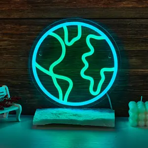Earth Shaped Neon Light, Student Kids Room Classroom Lab Decor, Christmas Halloween Gift Decoration, USB Powered, LED Neon Lights, Neon Sign