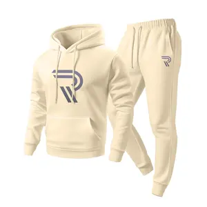 Men's 2-Piece Casual Long Sleeve Menswear Clothes Set for Spring & Autumn - Adjustable Drawstring Hood, Drawstring Waist Pants, Printed Design, Comfortable & Versatile for Everyday Casual Wear