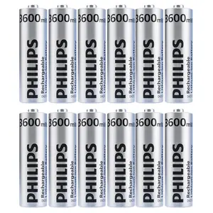 Philips Rechargeable AA Lithium Batteries 12 Pack, High Power 1.5V 3600mWh Long-Lasting Double A Li-ion Batteries 1200+ Cycles for Blink Outdoor Camera