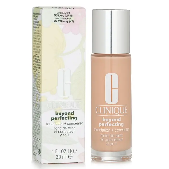 Clinique Beyond Perfecting Flawless Concealer Foundation Hybrid, Moisturizing Pigmented Formula for Even Skin Tone - #06 Ivory (VF-N) 30ml/1oz, Flawless Foundation, Moisturizing Concealer Foundation
