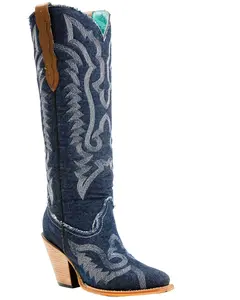 Corral Women's Denim Embroidered Tall Western Boot Snip Toe - Z5226