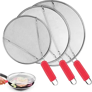 Stainless Steel Splatter Screen for Frying Pan - 9.8" 11.4" 13" Ultra Fine Mesh Grease Splatter Guard, Hot Oil Splatter Guard Shield Grease for Cooking, Kitchen Splash Guard to Prevent Oil Splatter