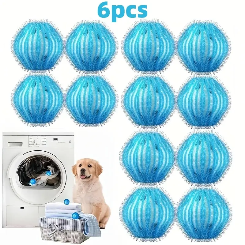 Reusable Pet Hair Cleaning Balls Set, Anti-Tangle Dog Cat Fur Remover, Washing Machine Dryer Fabric Care, Laundry Balls For Dryer, Blue Durable Plastic Laundry Tool, Laundry Products, Household Items, Home Goods