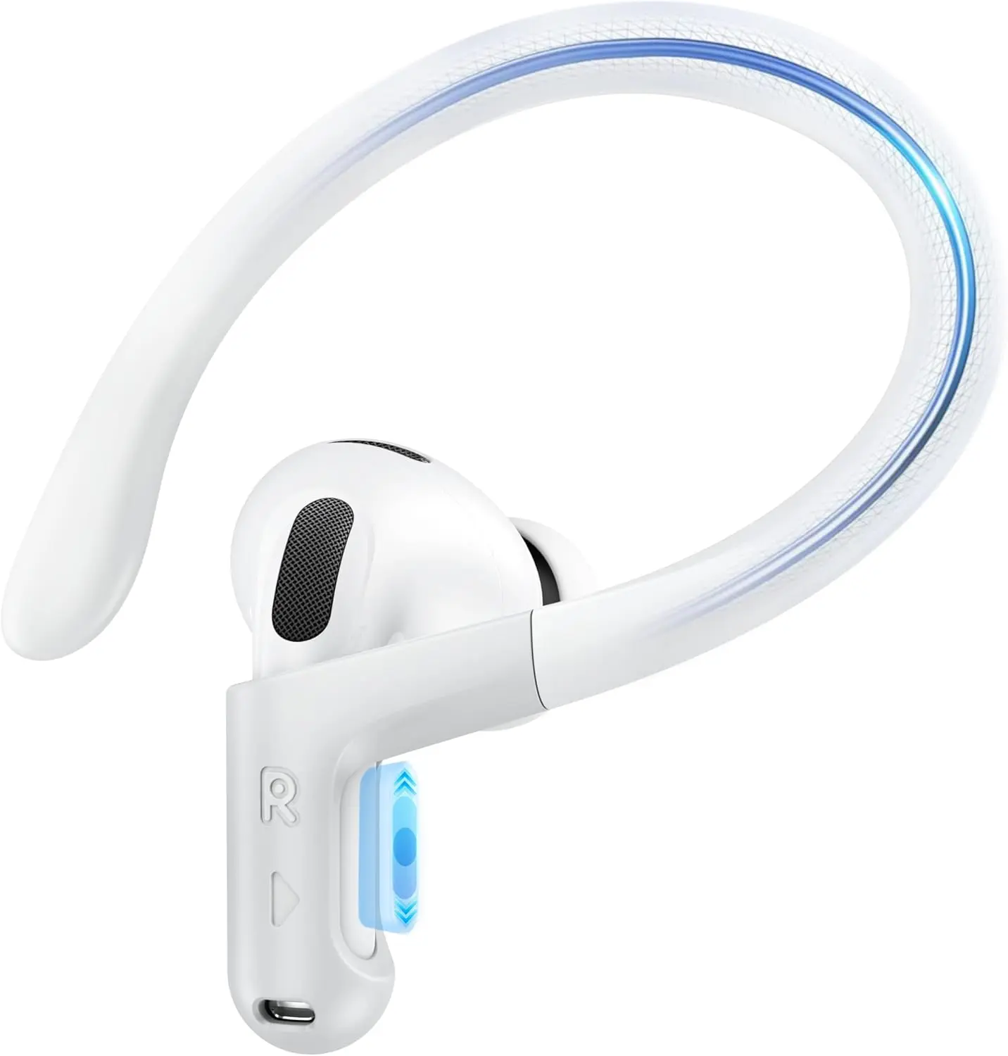 Gcioii Soft Silicone Memory Titanium Alloy Headphone Ear Hooks for AirPods Pro 3/2/1 & AirPods 3, Anti-Slip Sport Accessories with Added Anti-Lost Lanyard, Comfortable Secure Fit (White, Upgraded)