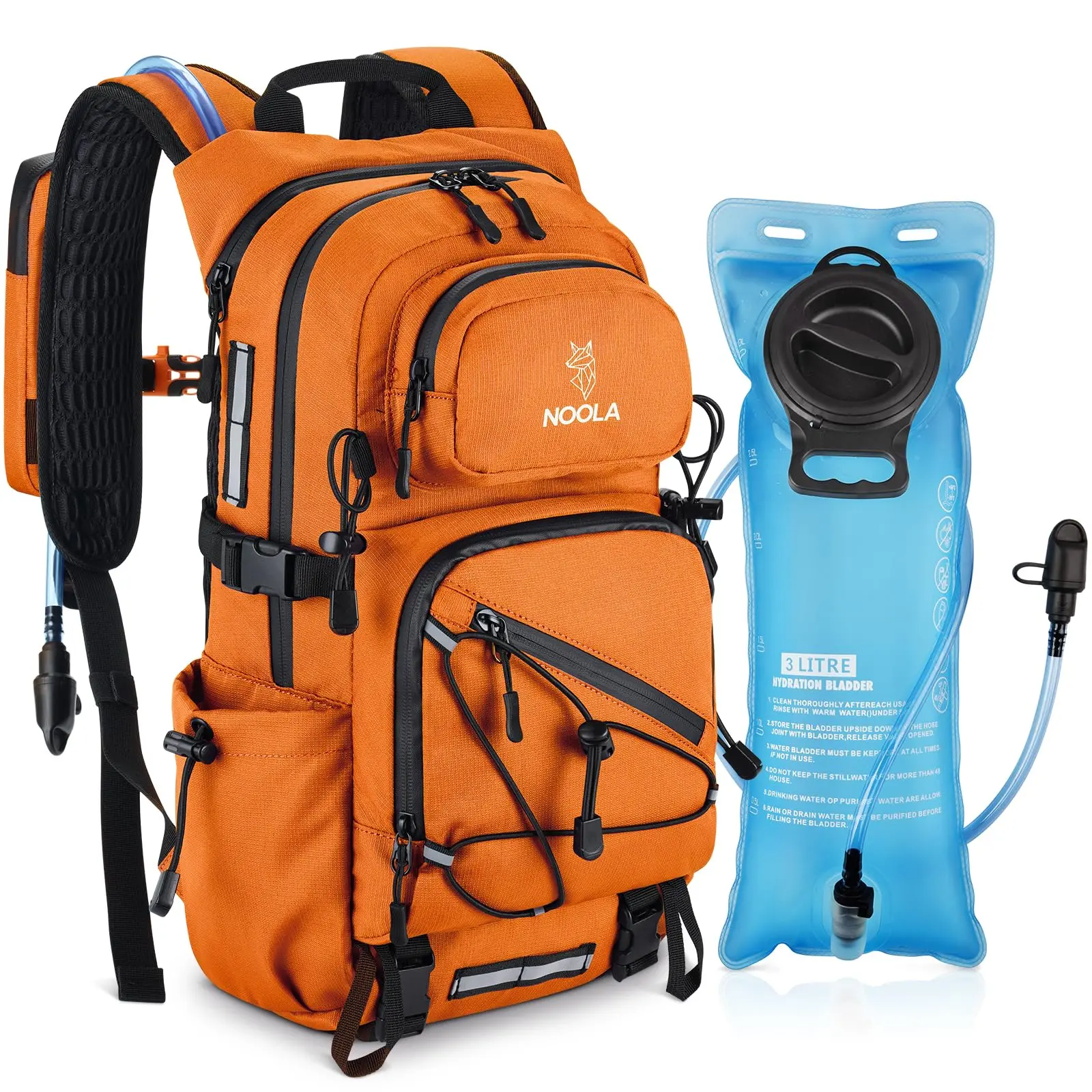 【NEW ARRIVAL】NOOLA Hydration Hiking Backpack with 3L Water Bladder, Lightweight Daypack with Phone Holder, Trekking Pole Loop & Rain Cover for Cycling Running Men Women