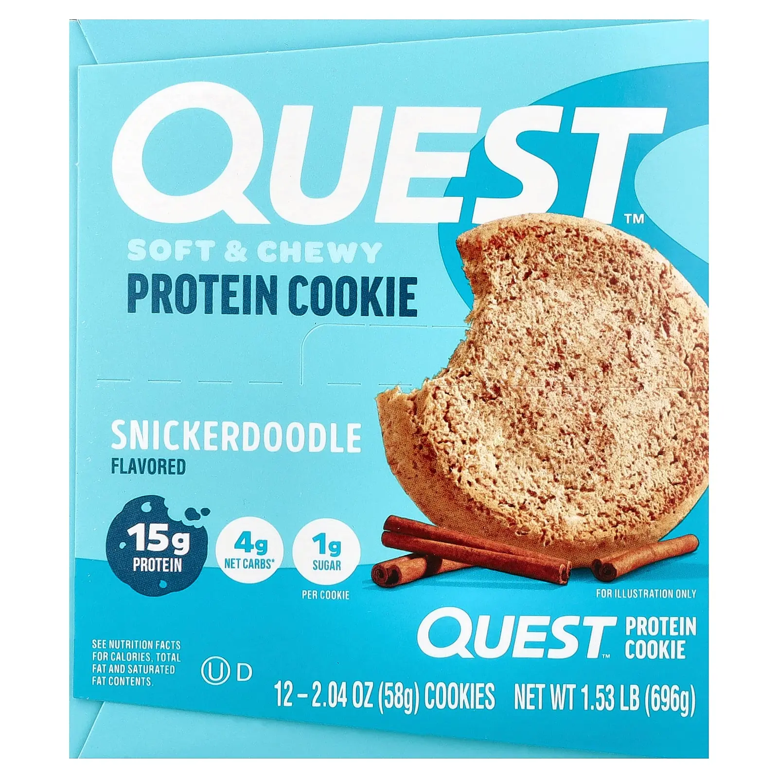 Quest Nutrition Protein Cookie, Snickerdoodle, 12 Cookies, 2.04 oz (58 g) Each