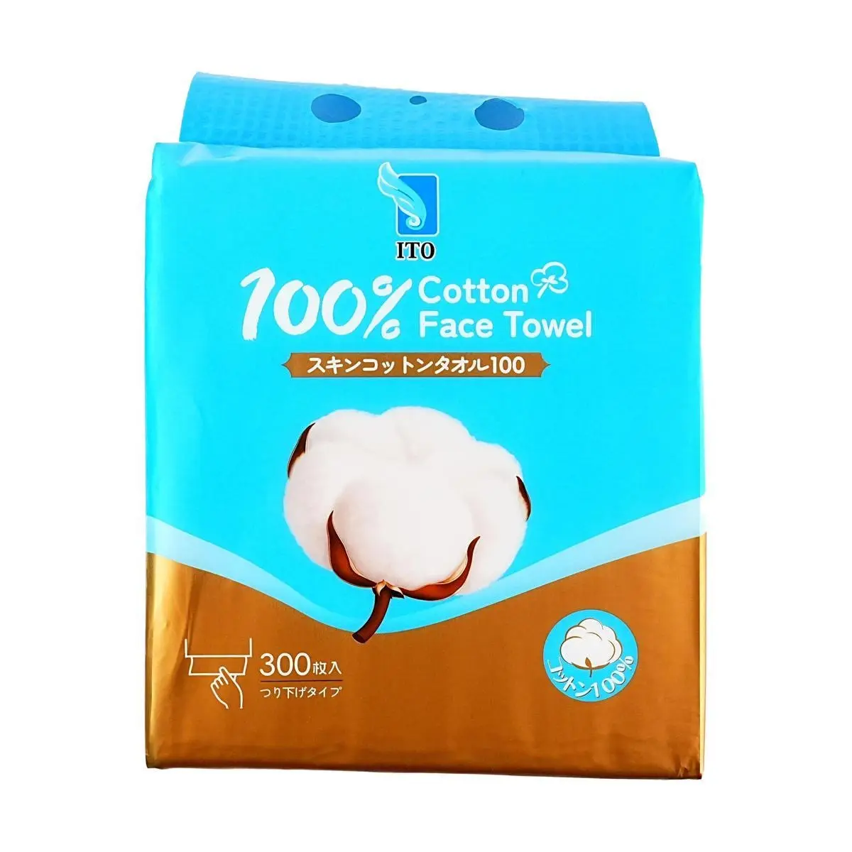 ITO 100% Cotton Soft Facial Towelettes for Sensitive Skin - 300 Count, Makeup Remover, Toner Pads, Gentle Cleansing Wipes