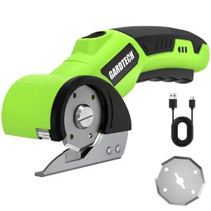 Cordless rotary cutter, electric box cutter, two blades and usb cable, Gardtech electric scissors, for crafts sewing cardboard carpet scrapbook