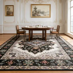 Floral printed carpet, vintage style carpet, washable carpet slip-resistant indoor doormat, Bohemian tribal kitchen carpet, retro traditional carpet, for living room, bedroom, office and porch front door entrance, home decor. Boho Area Rugs