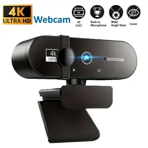 4K Ultra HD Webcam Noise-Canceling Microphones, Autofocus, Wide Angle Lens & Privacy Cover – Plug & Play USB Camera for PC/Laptop Streaming, Gaming, Zoom/Skype, Home Office, YouTube Content Creation (2K/4K Adjustable, HDR, Low-Light Correction）