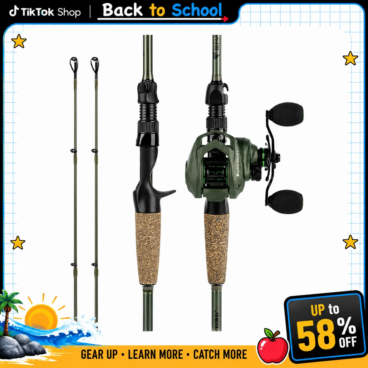 KastKing Spartacus II Fishing Rods & Reel combo- IM6 Graphite Blanks Casting & Spinning Rods, 2-Piece Rods with Extra Tip Section, PTS Power Transition System, KastFlex Technology,Summer Survivals ,dealsforyoudays