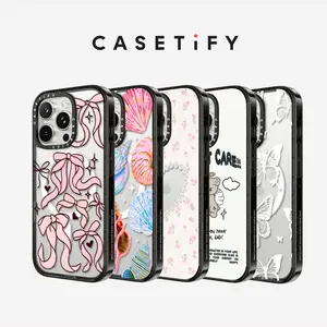 CASETiFY Pearly Heart Collection with MagSafe Impact iPhone Cases for iPhone 16/15/14 Series [Compatible with Magsafe] - Black