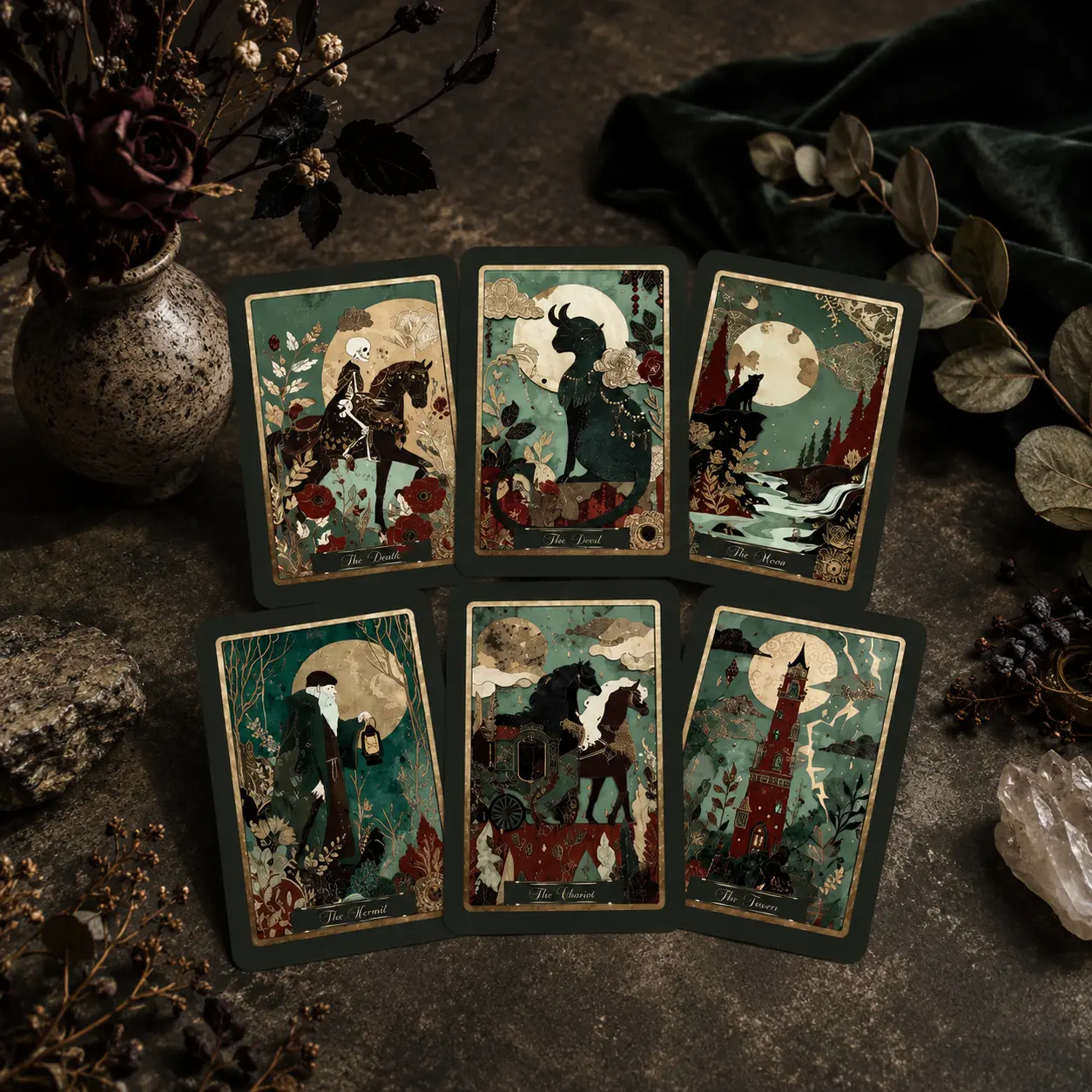 Gilded Era Tarot Deck, 78 Cards with Vintage Floral Artwork for Beginners