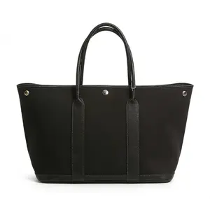 Pre-owned HERMÈS Black Canvas and Leather Garden Party 36 Tote Bag 36*17*25cm th260301132