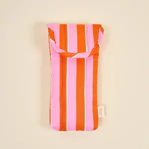 Sicily Stripes Pink Puffy Sunglasses Case