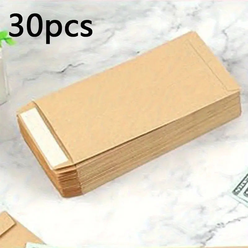 30 Self-Adhesive Cash Envelopes, Small Paper Envelopes, 6.5x3.2 Inches, Reusable Design, Cash Envelope System, Ideal for Coins, Bills, Checks, Budgeting, Organization