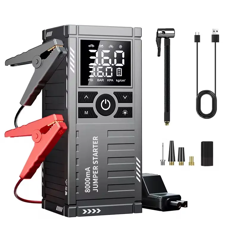 Portable 2 in 1 Car Jump Starter with Air Compressor High Power Emergency Battery Booster Tire Inflator for Cars SUVs