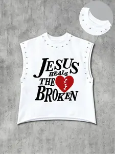 Men's Casual Graphic Vest, Vintage Faith Print, Comfortable Fabric, Fitted Regular Fit, All Seasons, Trendy Style, Perfect for Markets