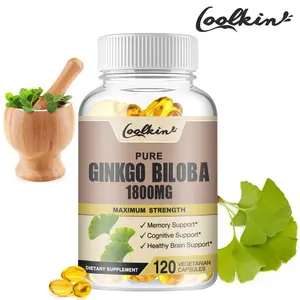 Coolkin - Organic Ginkgo Biloba Veggie Capsules - 1800 mg Per Capsule - Brain Health, Memory Clarity, Cognitive Support. Improve concentration, excellent brain power supplement, high absorption