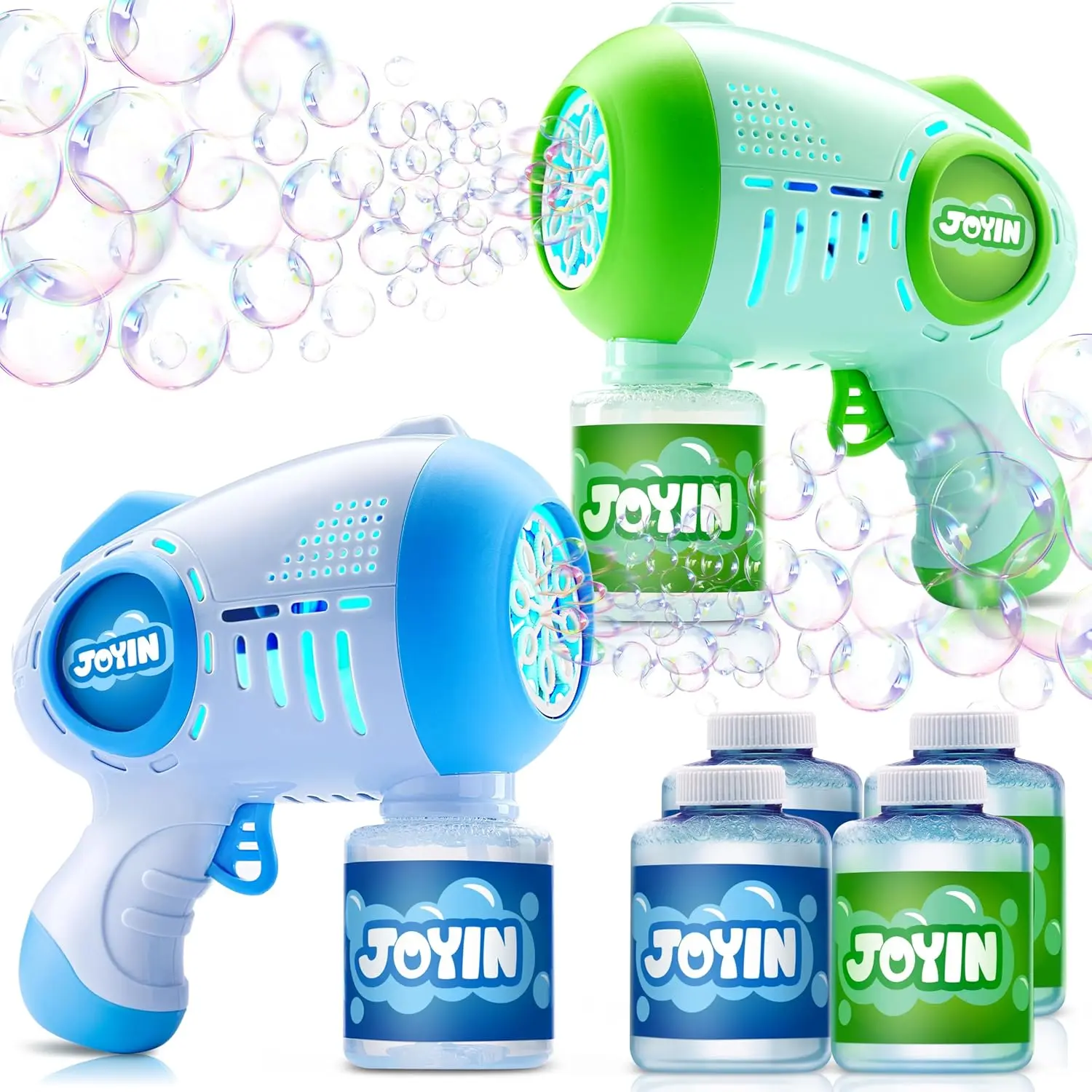 Sloosh 2 Kids Bubble Guns with 4 Bottles Solution, Automatic Bubble Machine Gun with 8 Holes for Kids, Adults, Summer Toys, Easter Basket Stuffers, Birthday Gift, Party Favors  DealsForYouDays