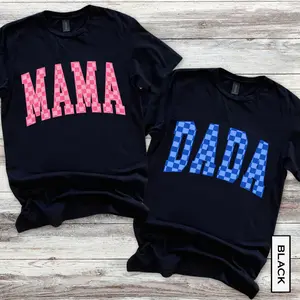 Mama and Dada Shirt, Check Mama Shirt, Checker Dada Shirt, Couple Shirt, New Parents Gift, Mother's Day Farther's Day Gift
