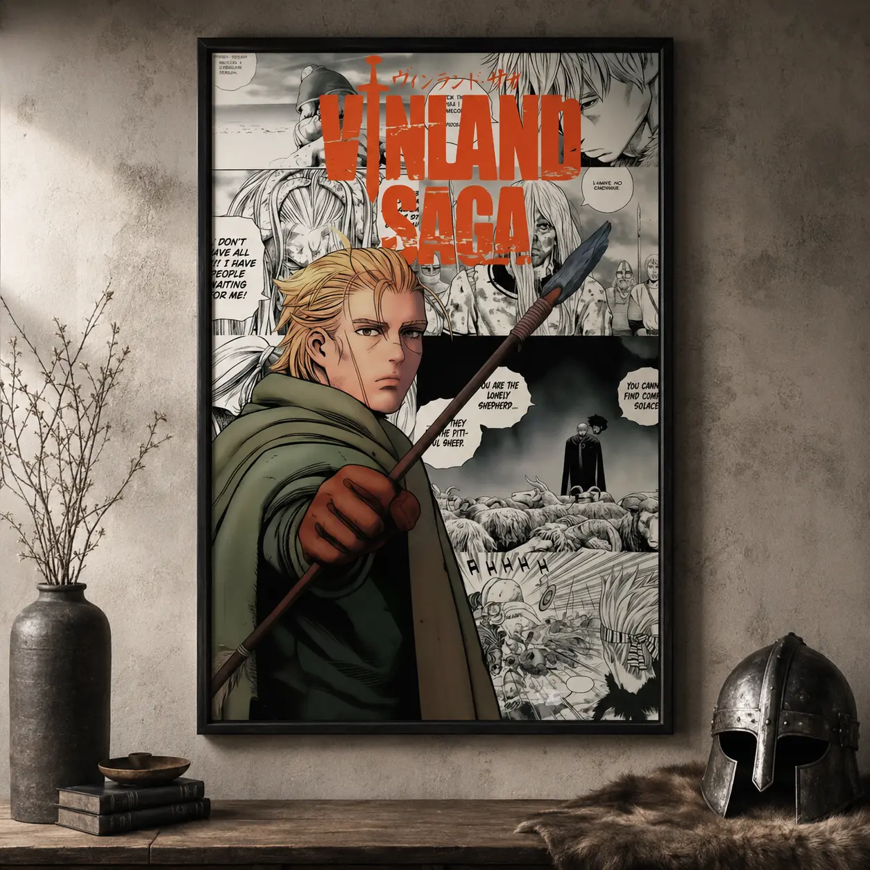 Vinland Saga Viking Warrior Manga Collage Poster or Canvas Print, Nordic Anime Wall Art for Bedroom, Office and Game Room