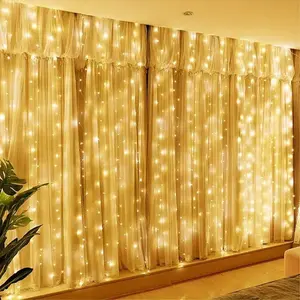 300 LED Curtain String Lights with 8 Modes & Remote Control 9.8x9.8ft Waterproof Indoor Outdoor Decor for Christmas Weddings Party Bedroom Wall Window Super-Bright Flashing Lights
