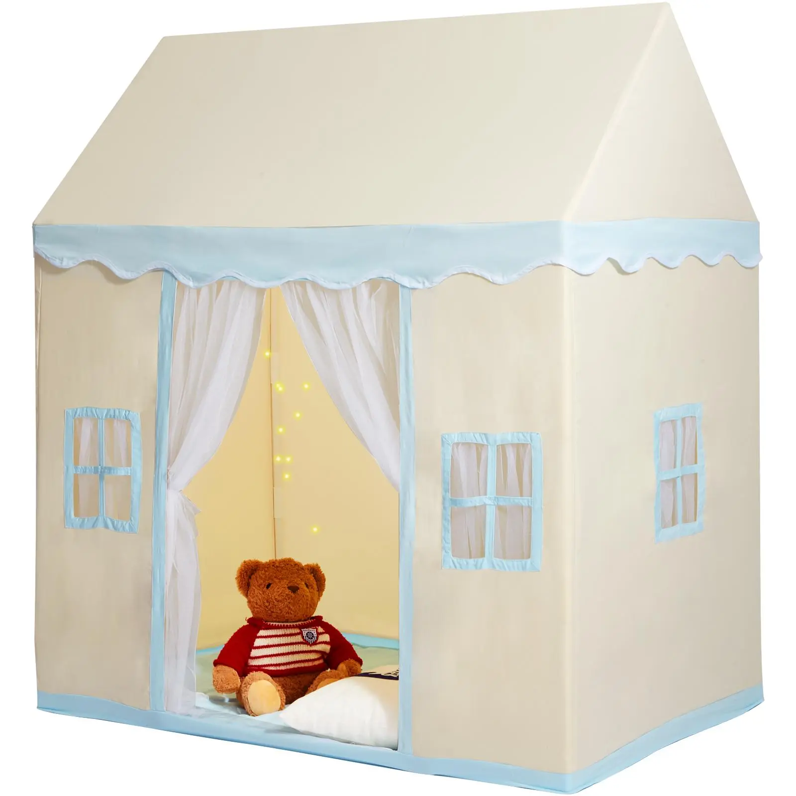 VEVOR Kids Play Tent,  Kids Tent for Kids 1-5 Years Old, Toddler Tent with Mat and Tent Lamp, Tent for Kids with Windows for Indoor and Outdoor, Play House Castle Tent for Boys and Girls, Beige