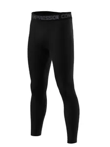 Men's Quick Drying Compression Tummy Control Tights, Black Pro Tights, Sports Leggings, Sports Pants, Fitness Pants for Gym Workout, Men's Sportswear & Activewear