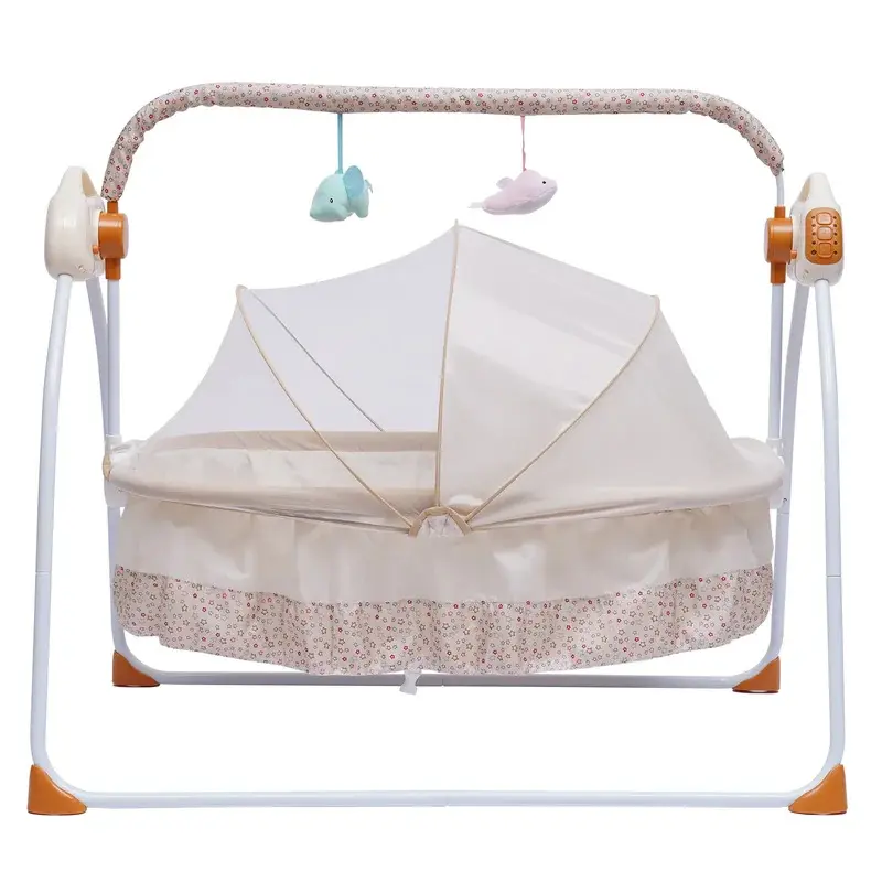 Baby Auto-Rocking Cradle Swing Seat for 0-18 Months Infants - 5 Speeds, Musical Basket, Stand Basket & Activity Center, Cradles