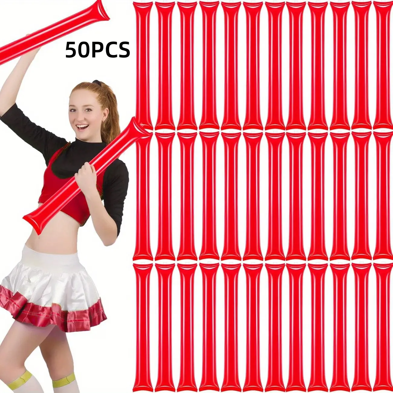 50 Thunder Sticks- Thickened Plastic Inflatable Cheer Sticks, Suitable for Sports Events, Basketball Games, and Dance Parties, Game Party Supplies, Party Favors, Party Gift- Orange and Yellow Mixed Colors, for Game Days, Streamlined Design, Durable