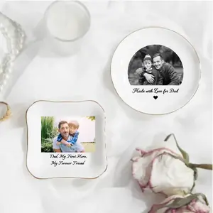 Personalized Father’s Day Ceramic Jewelry Dish – Custom Photo AshTrays Gift for Dad from Daughter or Son