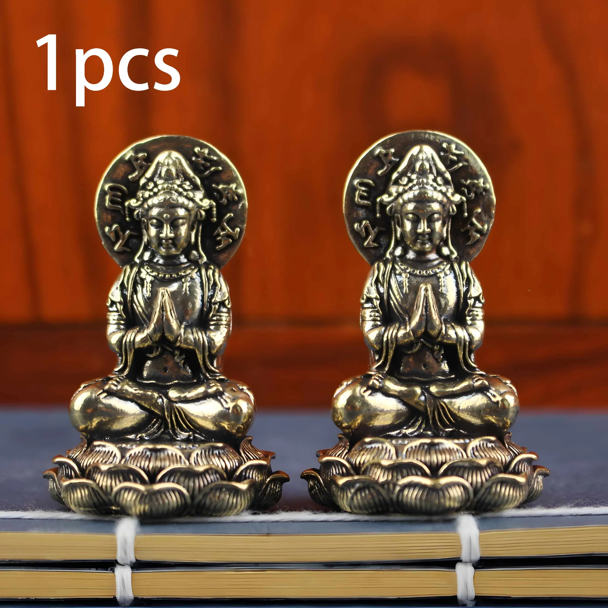 Bronze Guanyin Buddha Statue Ornament, Mini Solid Spiritual Worship Craft, Vintage Chinese Zen Desktop Decorative Figurine, Religious Decor