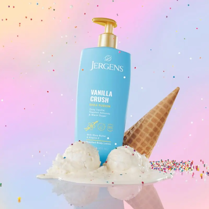 Jergens Shea Fusion Body Lotion - Warm Amber, Vanilla Crush, Lavender Dreams, Tropical Escape -14 fl oz Jergens Shea Fusion Body Lotion - Warm Amber, Vanilla Crush, Lavender Dreams, Tropical Escape -14 fl oz