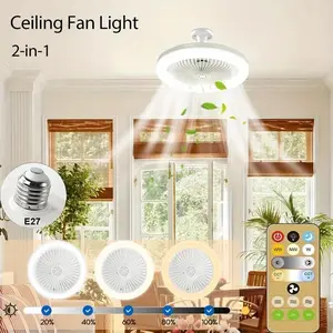 E27 LED Ceiling Fan Light with Remote Control, Multifunctional Lighting, 3 Speeds Adjustable Brightness Ceiling Fan Light, Suitable for Bedroom, Kitchen, Living Room, Office