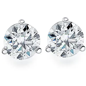 1.50Ct Natural Round Brilliant Cut SI1-SI2 Diamond Stud Earrings in Solid 14K Gold Martini Setting