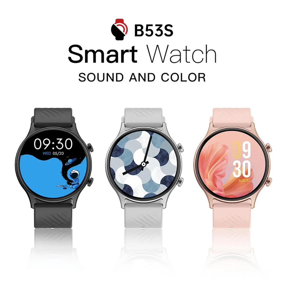 BOZLUN B53S Alloy Trendy Multifunctional Sports Smartwatch - 1.39'' HD Durable Touch Screen, Bluetooth Call, AI Voice Assistant, Health Tracking, Multi-Sports GPS, IP67 Waterproof, Magnetic Charging (Pink/Black/White) Fitness Device Gift Option, Water Pro