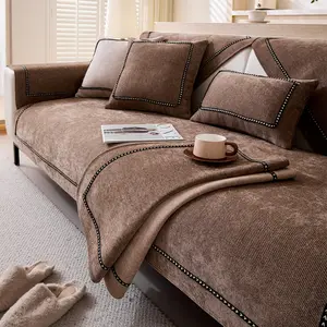 1pc Solid Color Sofa Cushion, Reusable All-Seasons Design, Comfortable Fabric, Anti-Slip Durable, Fits 1-5 Seat Sofas