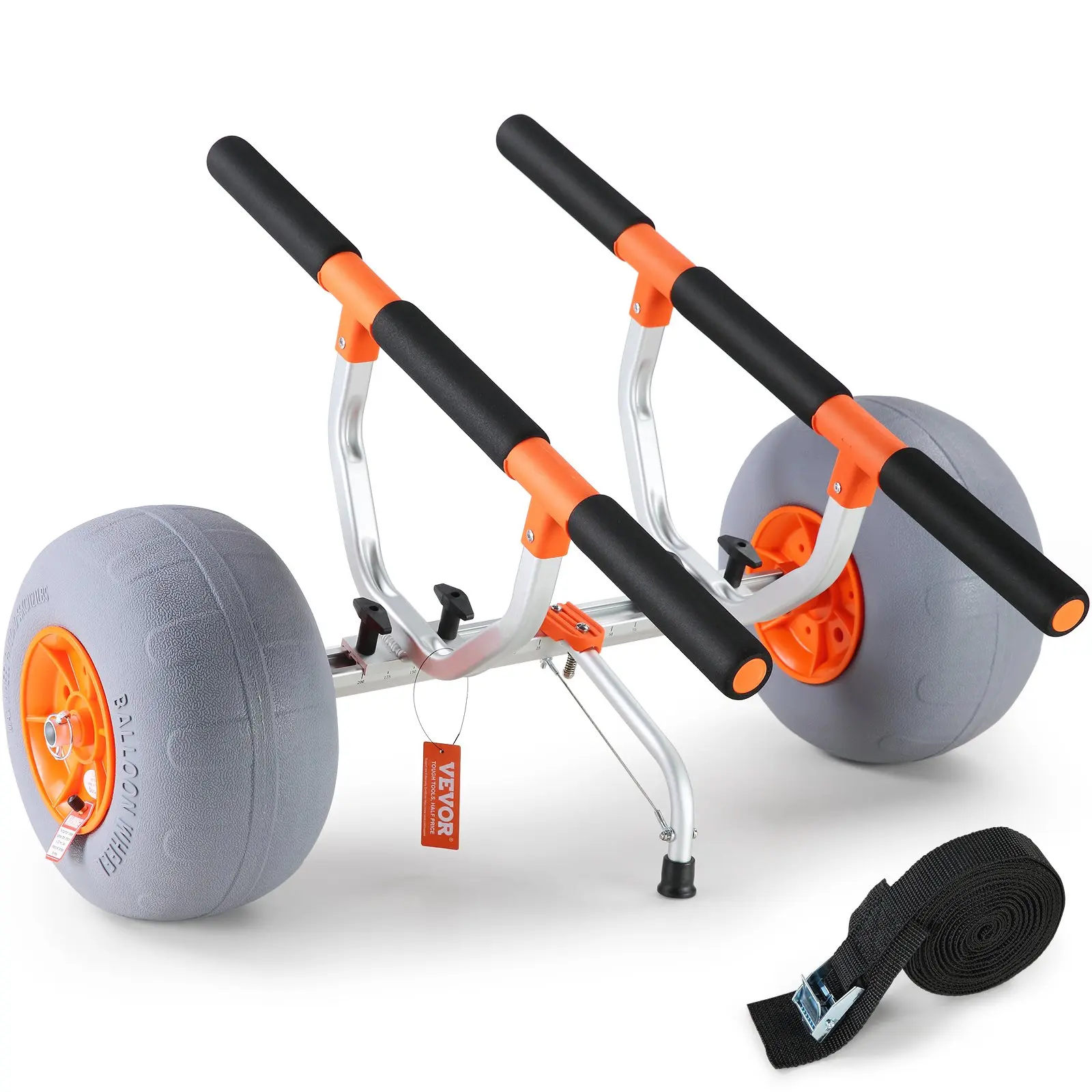 【Summerfinds】VEVOR Heavy Duty Kayak CartFoldable Canoe Trolley Cart with 12'' TiresAdjustable Width 6.69"-17.32",350 Lb Weight Capacity Kayak Trolley for Kayaks Canoes Paddleboards Float Mats Jon Boats