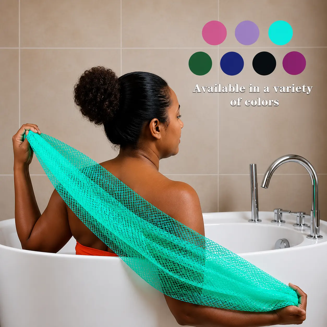 Authentic African Net Sponge with Knots, Afro Scrub Net Bath Cloth for Shower, Body Wash Tool, Body Wash Scrubber, Exfoliating Net Sponges, Exfoliating Mesh Sponge #GLOBAL PICKS