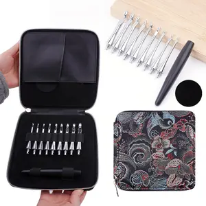 Interchangeable Crochet Hooks Set 9 Sizes 3.5mm-8mm Wooden Handle Aluminum Hooks with Embroidered Storage Bag Inline Crochet Needles for Knitting Crochet and Travel